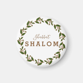 Imán Frik Magnet Shabbat Shalom Green Brown Wreath