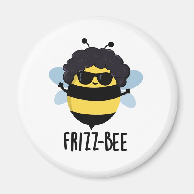 Imán Frizz-Bee Funny Afro Bee Pun (Frente)