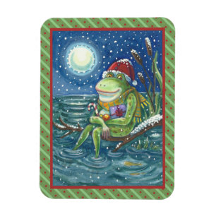 IMÁN FROG EN LOG CALIENTA EL CORAZÓN, DIVERSIÓN, NAVIDA