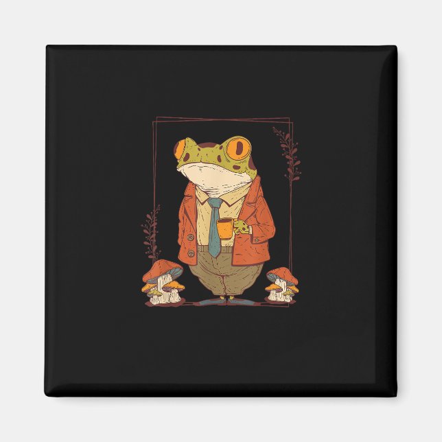 Imán Frog Goblincore Academia Aesthetic Mushroom (Frente)