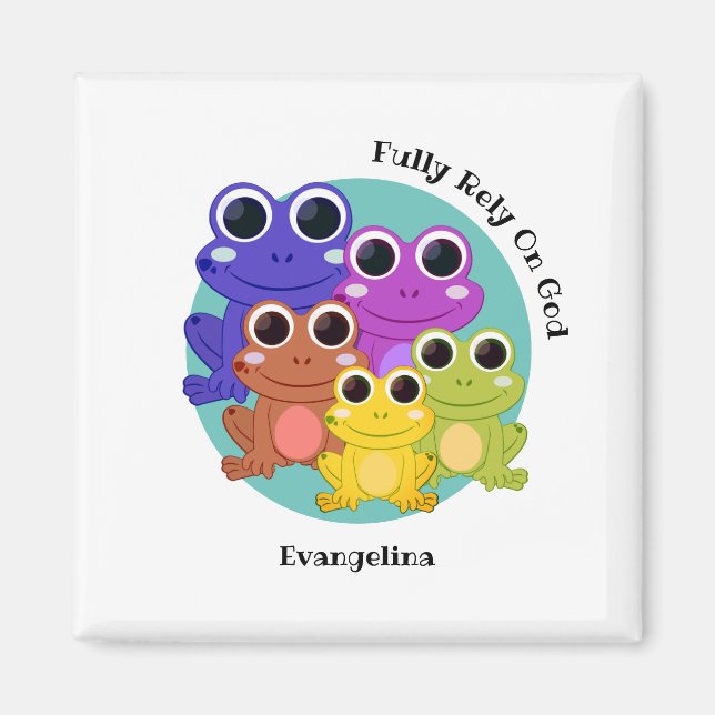 Imán FROG Personalizado Que Depende Plenamente De Dios (Frente)