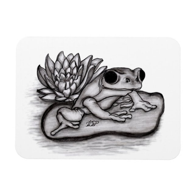 Imán Froggy con Lotus Flower (Horizontal)
