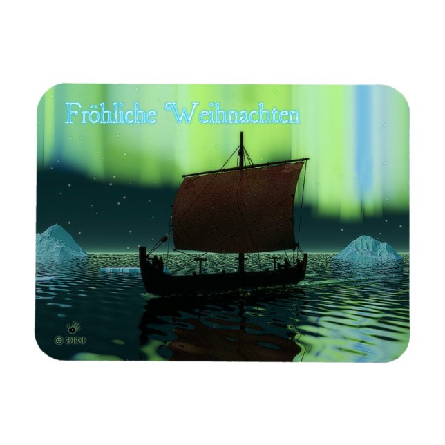 Imán Frohliche Weihnachten - Barco Viking (Horizontal)