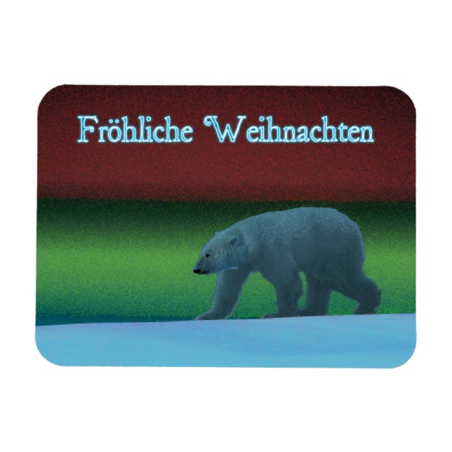 Imán Frohliche Weihnachten - Oso Polar de Luces Polares (Horizontal)