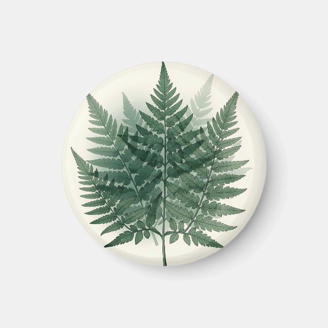 Imán Frondas de helecho verde elegante botánico (Frente)