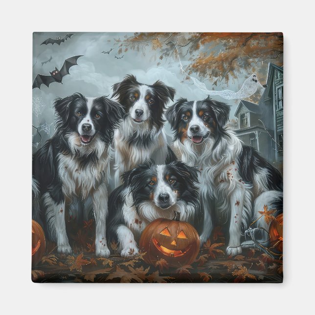 Imán Frontera Collie Halloween Noche Doggy Delight (Frente)