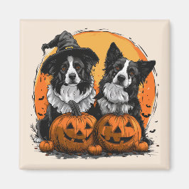 Imán Frontera Collie Perros Halloween Jack O Lanterns