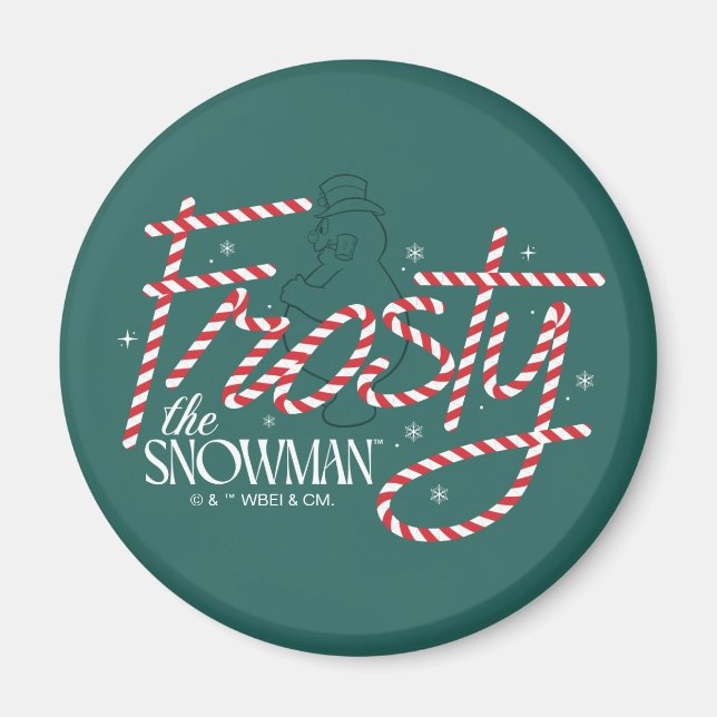 Imán Frosty el logo de Snowman Candy Cane (Frente)