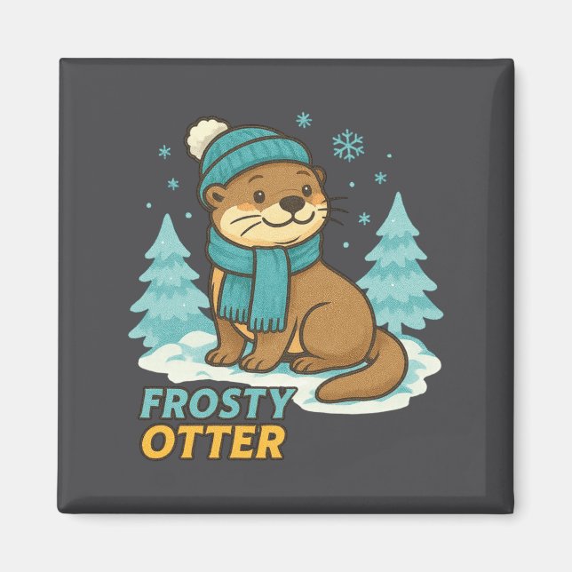 Imán Frosty Otter Winter Charm Art Long Sleeve  (Frente)