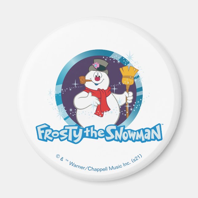 Imán Frosty the Snowman™ | Retrato escarchado mágico (Frente)