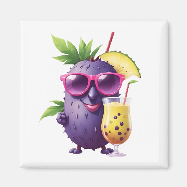 Imán Fruit Divertido vacaciones alegres Fiesta de bebid (Frente)
