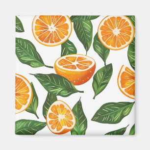 Imán Fruta Botánica Naranja Cítrico Sin Costuras