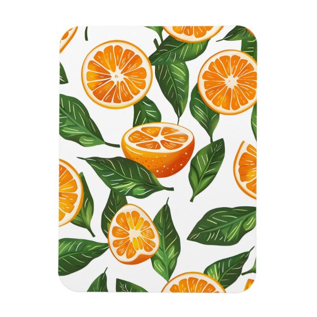Imán Fruta Botánica Naranja Cítrico Sin Costuras (Vertical)