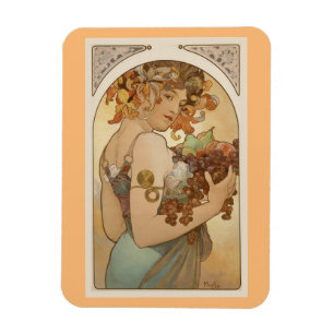 Imán Fruta de Nouveau Jugendstil Alfons Mucha del Bello