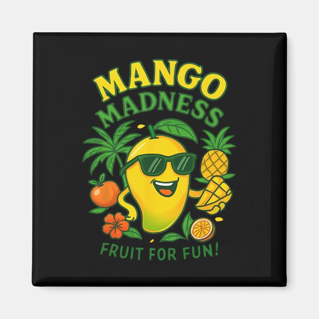 Imán Fruta divertida de mango Mangos Vacaciones de vera (Frente)