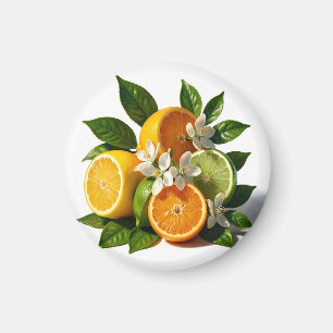 Imán Frutas cítricas vibrantes florecen realistas