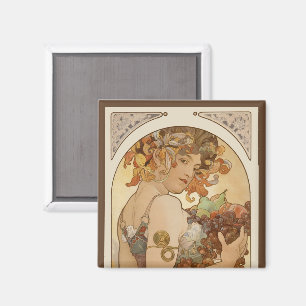 Imán Frutas de Alphonse Mucha, Arte Antiguo Modernista