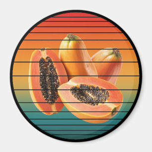 Imán Frutas de papaya vintage comida saludable vegana