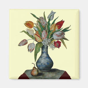 IMÁN FRUTAS Y FLORES DE TEMPORADA - TULIPS N BLUE VASE