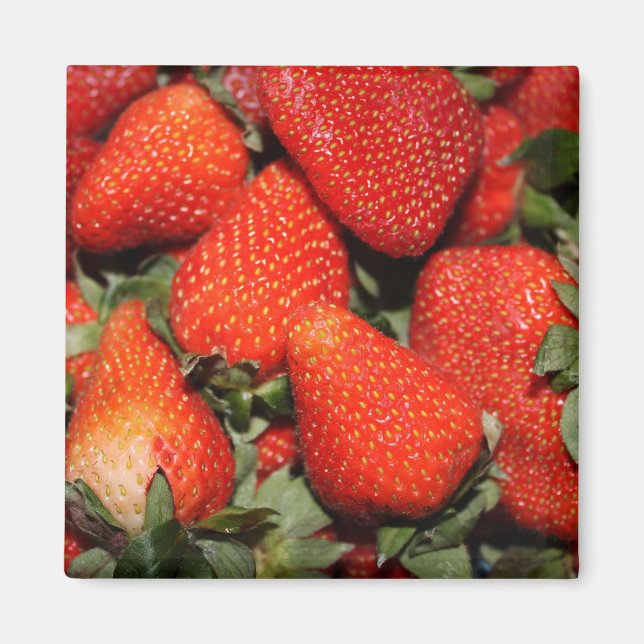 Imán frutillas de fresa roja (Frente)