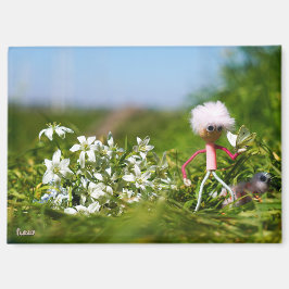 Imán Fubby met Vlinder in een zomers landschap.