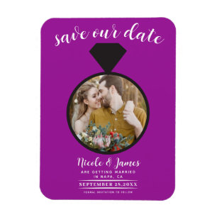 Imán Fuchsia Boda Ring Photo Save the Date