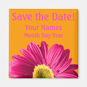 Imán Fuchsia Daisy Flower Save The Date Personalizado