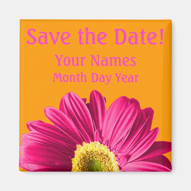 Imán Fuchsia Daisy Flower Save The Date Personalizado (Frente)