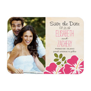 Imán Fuchsia Hibiscus Photo Save the Date