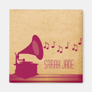 Imán Fuchsia Vintage Gramophone Magnet