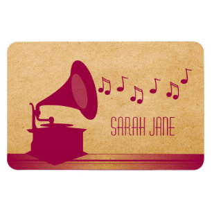 Imán Fuchsia Vintage Gramophone Premium Magnet
