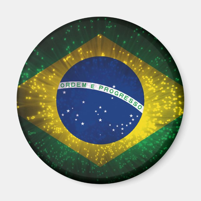 Imán Fuego de bandera de Brasil (Frente)