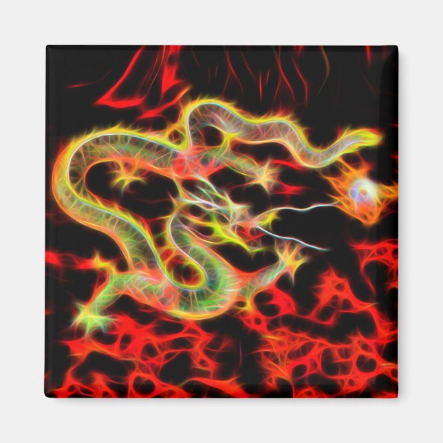 Imán Fuego de serpiente dragón en energía afortunada (Frente)