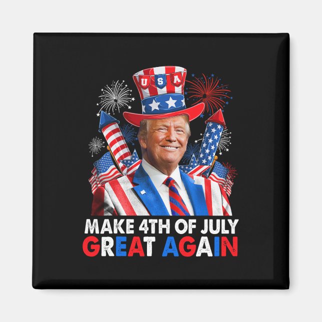Imán Fuego Patriótico De Trump El 4 De Julio (Frente)