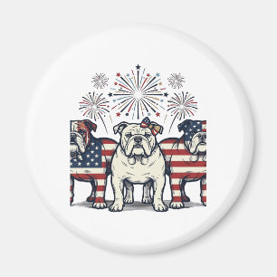 Imán Fuegos Artificiales Bulldog Patriótico Grabado Vin
