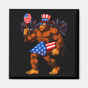 Imán Fuegos artificiales de Bigfoot bandera americana B