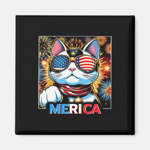 Imán Fuegos artificiales Patriótico Maneki Neko Cat Mer