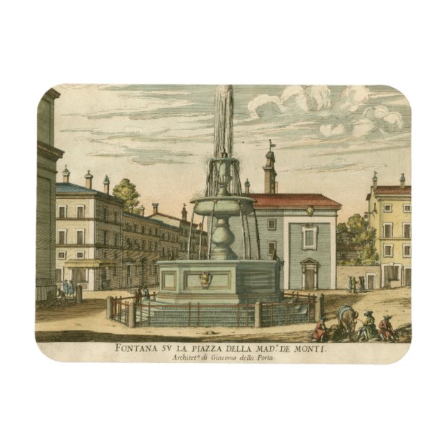 Imán Fuente italiana en la plaza del pueblo por Falda (Horizontal)
