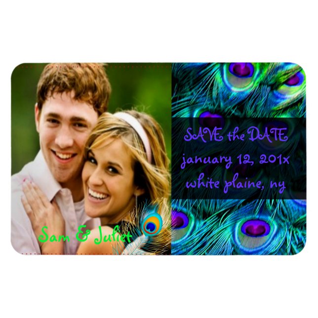 Imán Fuente PixDezines peacock para guardar fecha/DIY (Horizontal)