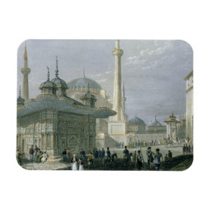 Imán Fuente y cuadrado de St. Sophia, Estambul, engra