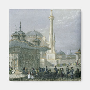 Imán Fuente y cuadrado de St. Sophia, Estambul, engra