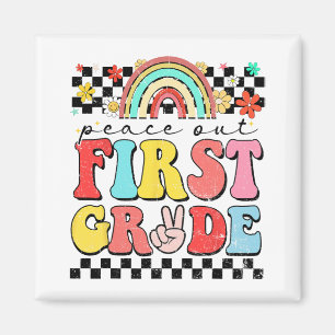 Imán Fuera 1º Grado Retro Groovy Feliz Último Día De Co