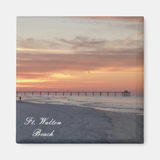 Imán Fuerte. Walton Beach Sunrise Photo Magnet Sunset