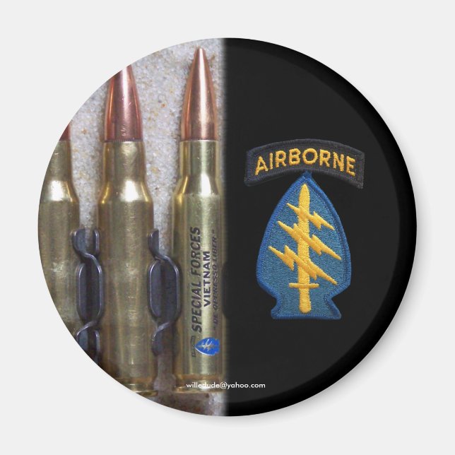 Imán fuerzas especiales boinas verdes parche vietnam Ma (Frente)