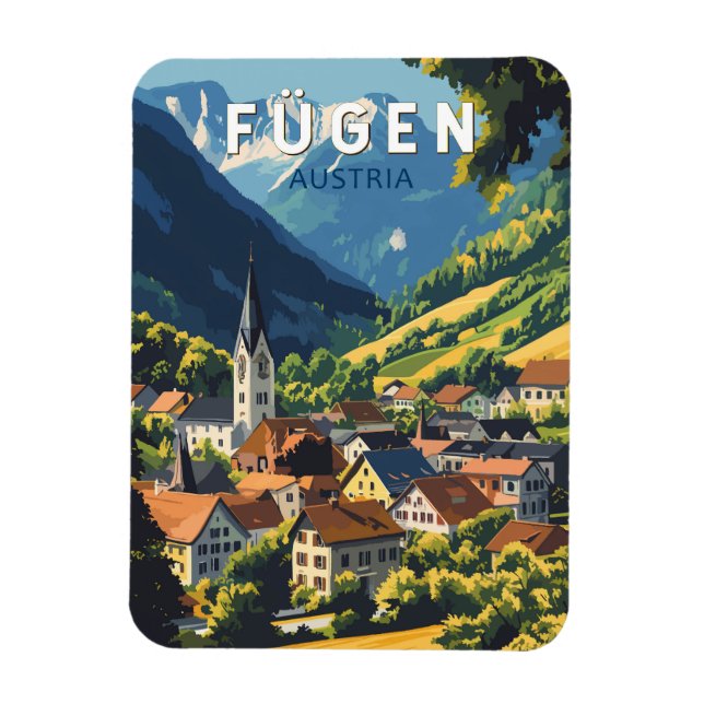 Imán Fugen Austria Ilustracion Viajes de arte (Vertical)