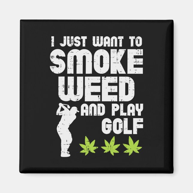 Imán Fuma Hierba Juega Golf Golf Thc Golfista Drogado  (Frente)