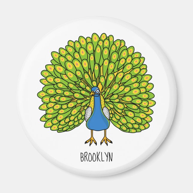 Imán Fun bright peacock bird illustration (Frente)