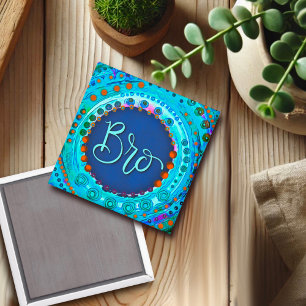 Imán Fun Bro Moderno de Inespiritividad Azul Magnet