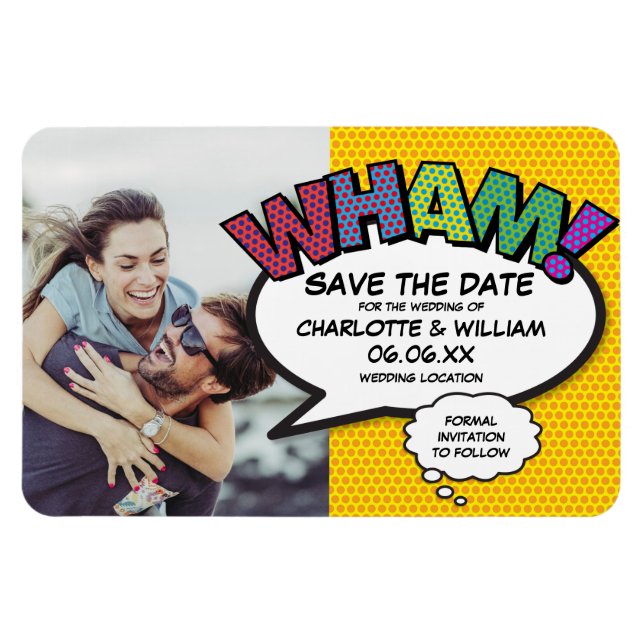 Imán Fun colorida foto de WHAM Save the Date (Horizontal)