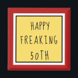 Imán Fun Freaking 50th Happy Birthday Gift<br><div class="desc">Feliz y asombroso regalo de cumpleaños número 50 por tu vida. Tal vez eres TÚ. Personalizar para cambiar el fondo rojo a un color de su elección. Ver más extravagantes artículos de cumpleaños en Zigglets aquí en Zazzle.</div>